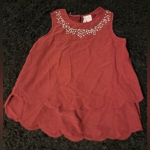 Size 8 Japna Kids Maroon Colored Sleeveless Blouse with Rhinestones A3